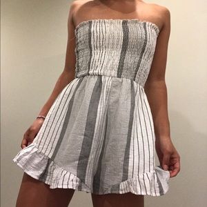 seek the label LF white striped romper